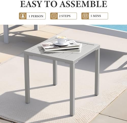 Aluminum Outdoor Side Table Set of 2, Pool Lounge Chair Side Table, Weather - Image 6