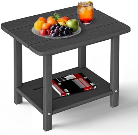 2-Tier Outdoor Side Table, HDPE Patio End Table by nevilywood