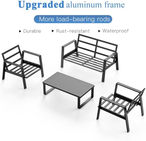 Outdoor Couch, All-Weather Metal Outdoor Sofa, Oversized Patio Couch, Aluminum - Image 3
