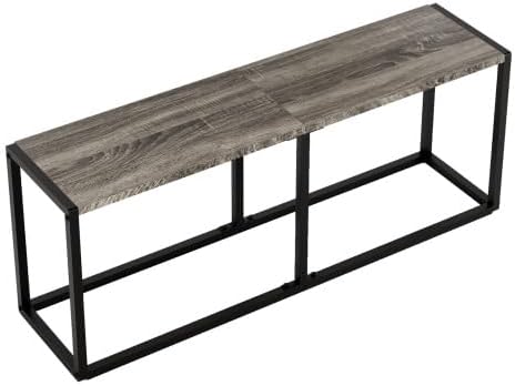 VINGLI 47.2 Inch Indoor Outdoor Patio Bench Metal Frame Charcoal Gray by VINGLI