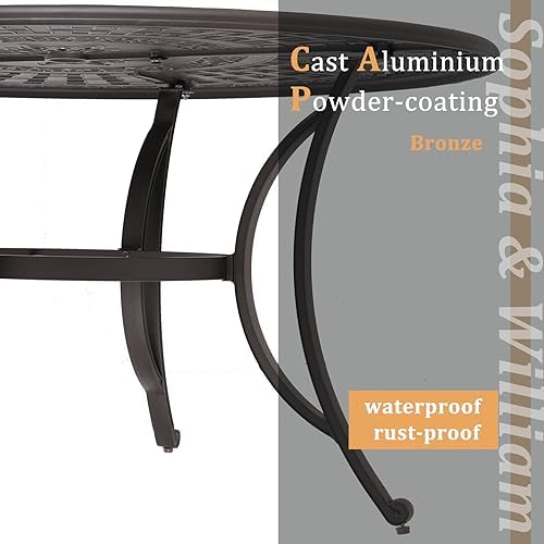 Sophia & William 2.2" Round Patio Dining Table Aluminum Umbrella Hole - Image 5