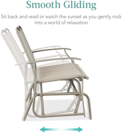 Best Choice Products 2-Person Outdoor Patio Swing Glider Steel Bench Loveseat - Image 5