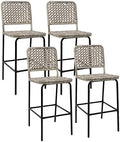 Sundale Outdoor Patio Bar Stools Set of 4, Hand Woven PE Rattan Hollow Back by SundaleOutdoor