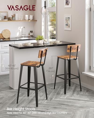 VASAGLE Bar Stools Set of 4, 29.7 Inches Tall, - Image 2