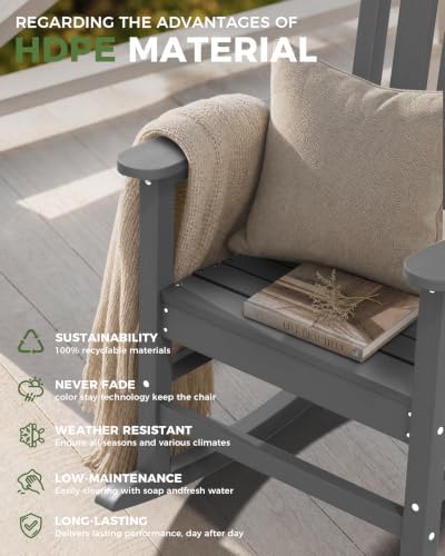Outdoor Rocking Chairs Set of 3, Oversized Rocking Chair, All Weather - Image 5