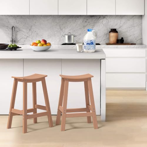 Bar Stools Set of 2, HDPE Saddle Bar Stools - Image 2