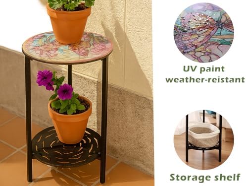 2 Packs Two-Tier Metal Round Side Table Set of Two Black Accent Coffee Tables - Image 6