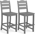Tangkula Patio HDPE Barstool, Outdoor High Top Bar Chair w/Backrest & Footrest by TANGKULA
