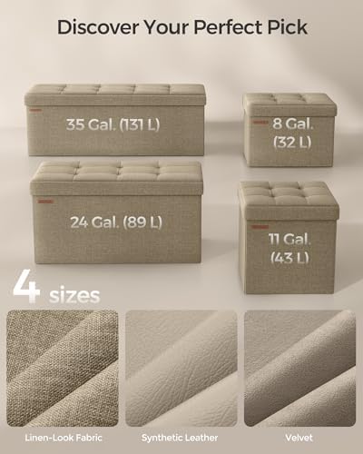 SONGMICS Small Folding Storage Ottoman, 15.7 x 12.2 x 12.2 Inches - Image 7