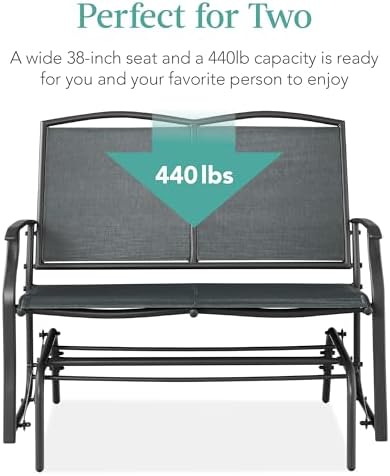 Best Choice Products 2-Person Outdoor Patio Swing Glider Steel Bench Loveseat - Image 6