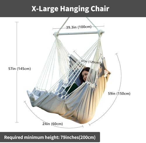 XL Hammock Chair with Footrest, Steel Spreader Bar, 500 lb Capacity - Image 7