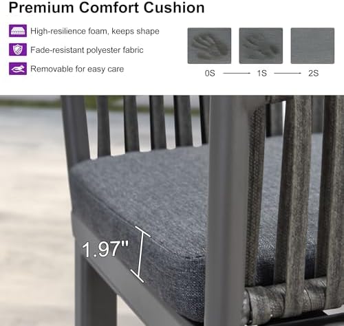 PURPLE LEAF Outdoor Patio Counter Stool Set of 2 Wicker Rattan Slate Gray - Image 5