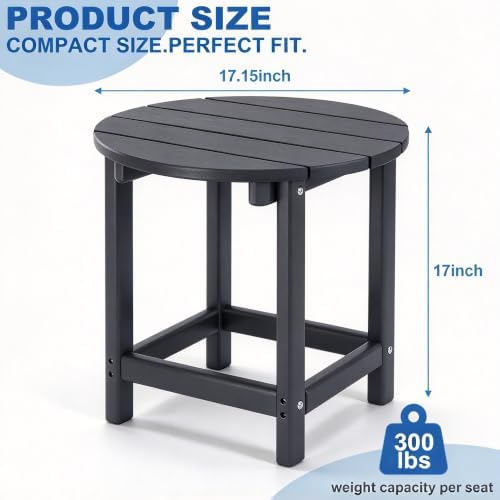 Round Adirondack Patio Side Table End Table, Outdoor Side Tables - Image 3