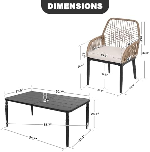 NUU GARDEN 7-Piece Patio Table and Chairs - Image 5