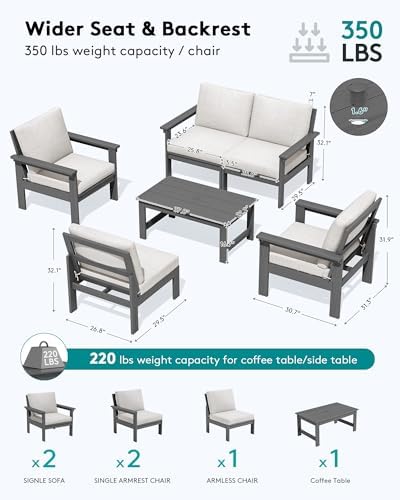 SERWALL HDPE Outdoor Patio Furniture Set Outdoor Couch - Image 2