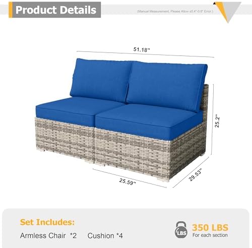 HOOOWOOO Patio Sectional Furniture Set, 2 Piece Couch Set - Image 5