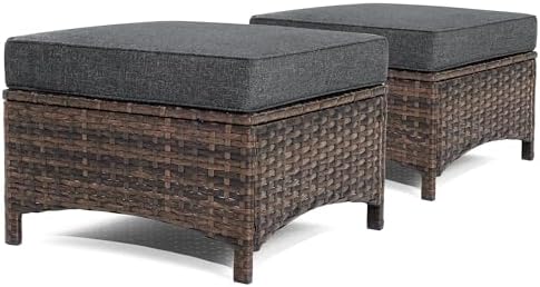 2PCS Outdoor Ottomans for Patio, Outdoor Footstools by HILLGA