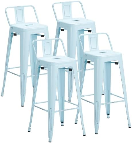 Furmax 30 Inch Metal Bar Stools Set of 4, Counter Height Stools, Industrial Bar by Furmax