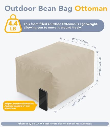 Outdoor Bean Bag Ottoman Foot Rest Rectangular - Image 2