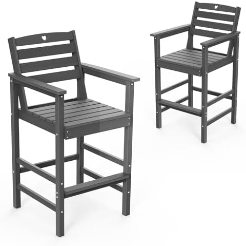 Patio Bar Table, Adirondack Chairs and Table 2 Pieces Set, Outdoor Bar Stools by Orbcove