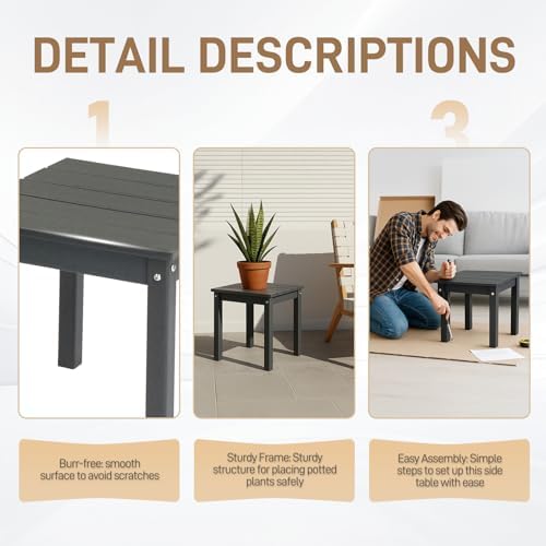 Gray 18in Square HDPE Adirondack Outdoor Side & End Table - Image 6