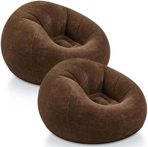 Realspring Inflatable Bean Bag Chairs, Dark Coffee by Realspring