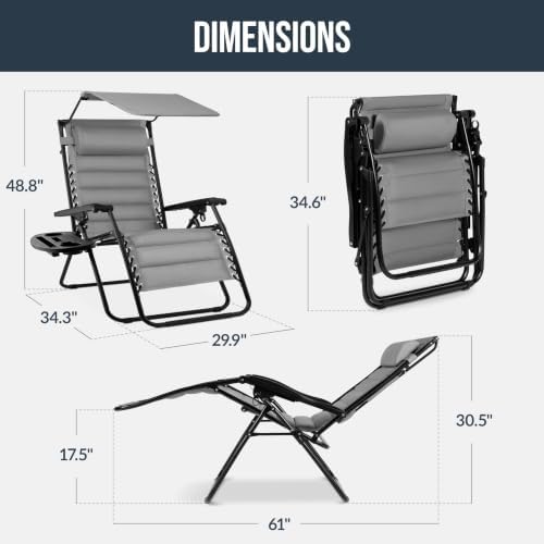 Best Choice Products Oversized Padded Zero Gravity Chair Recliner w/ Canopy - Image 2