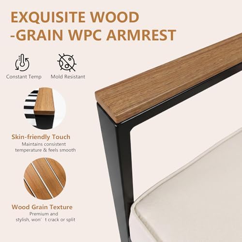 Modern Patio Furniture Set, 4 Pieces Outdoor Conversation Set - Image 3