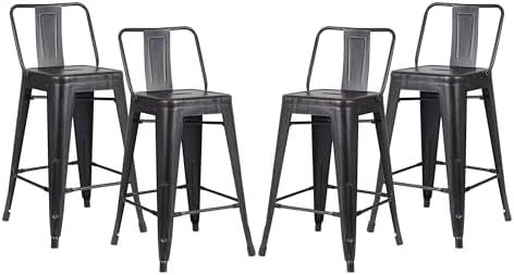 AC Pacific 24” Metal Barstool Set of 4 – Country Rustic Style by ACPacific