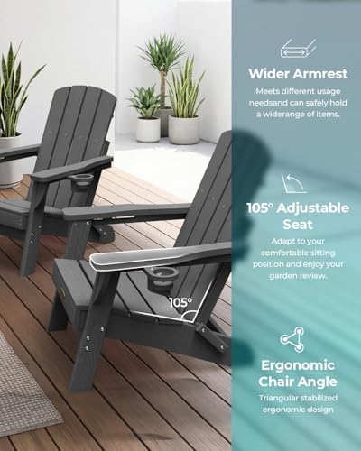 Folding Adirondack Chair Set of 2, HDPE Adirondack Chairs - Image 5