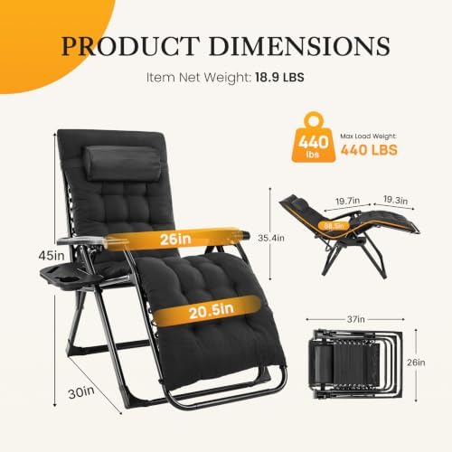 NEWBULIG Zero Gravity Chair, Folding Patio Recliner - Image 3