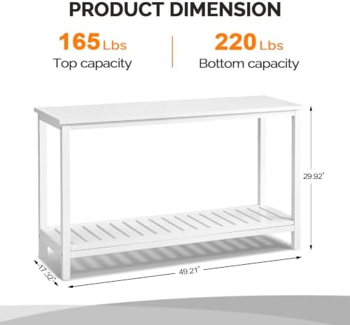 VINGLI 49in 49.21" Solid Wood Outdoor Console Table, 2-Tier Patio Buffet Bar - Image 3