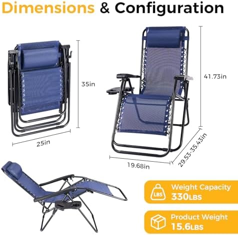 NEWBULIG Zero Gravity Chairs Set of 4, Folding Lounge Recliner Chair - Image 2