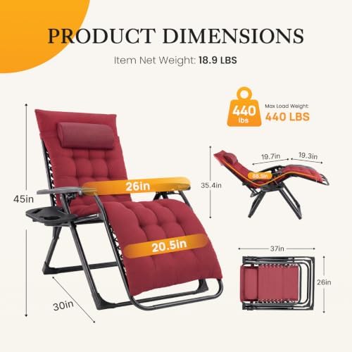 NEWBULIG Zero Gravity Chairs Set of 2, Outdoor Chairs - Image 2
