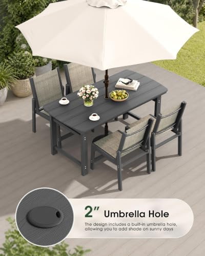 HDPE Outdoor Dining Set, Patio Table and 4 Stackable Armless Chairs - Image 5