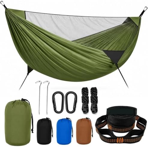 Camping Hammock with Detachable Mosquito Net, 500 Lbs Double Hammock by MIKKUPPA
