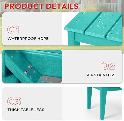 Adirondack Outdoor Coffee Table, HDPE Drink Table Weather Resistant, Patio - Image 6