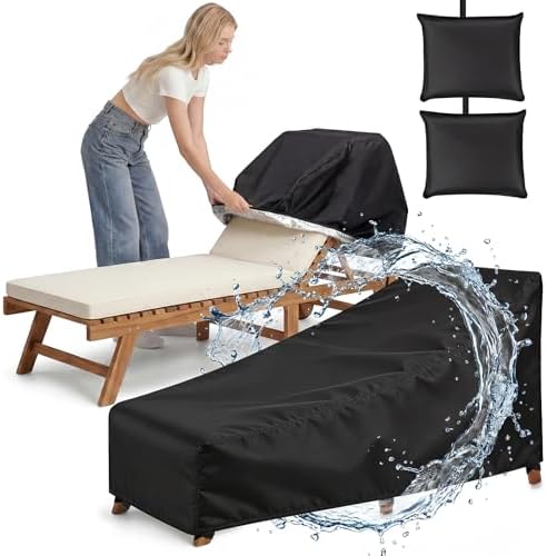 Chaise Lounge Cover 2 Pack Heavy Duty Patio Furniture Covers by OrbitShell