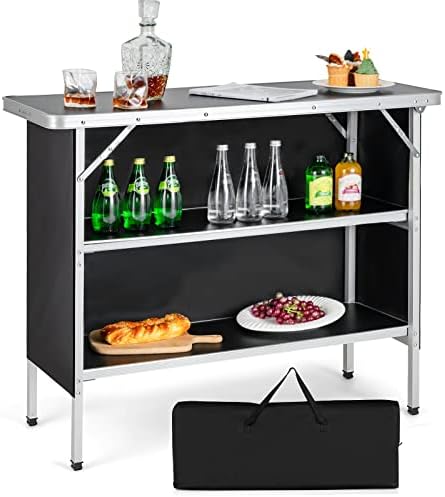 GIANTEX Portable Bar Table for Events, Folding Mobile Bartending Station by Giantex