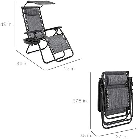 Best Choice Products Zero Gravity Chair Recliner w/ Canopy Shade - Image 3