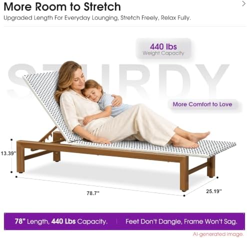 PURPLE LEAF French Outdoor Chaise Lounge Wicker 1 Piece - Image 2