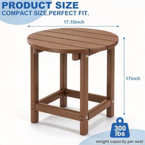 Round Adirondack Patio Side Table End Table, Outdoor Side Tables - Image 3