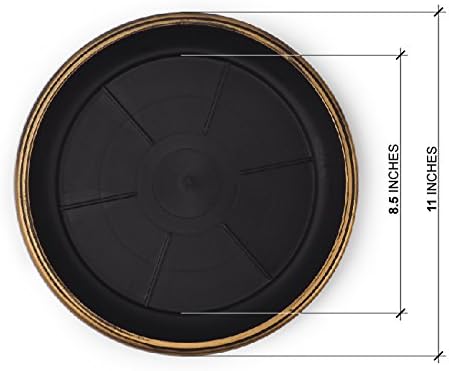 Decorative Heavy Duty Tray/Saucer (2 Pack) Rustic Medieval/French Country Look, Pot/Planter Base for Indoor/Outdoor Decor Use. Long Lasting, Reusable Light Weight (11 inches, Gold)