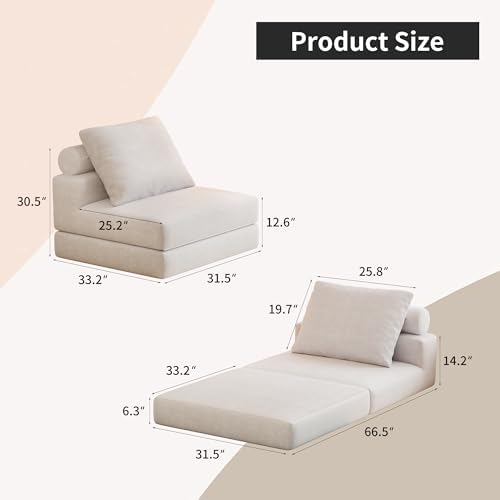 Folding Sofa Bed, 3-in-1 Convertible Sleeper Chair Bed - Image 2