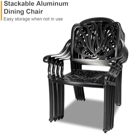 Outdoor Dining Chairs Cast Aluminum, Patio Dining Chairs Set of 2, Conversation - Image 5