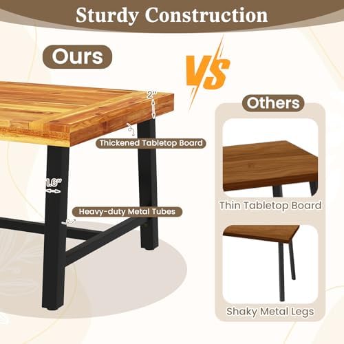 HAPPYGRILL Acacia Wood Patio Coffee Table, Outdoor Rectangular Center Table - Image 6
