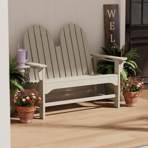 Outdoor Patio HDPE Adirondack Garden Skinny Bench, Weatherproof Front Porch by Costaelm