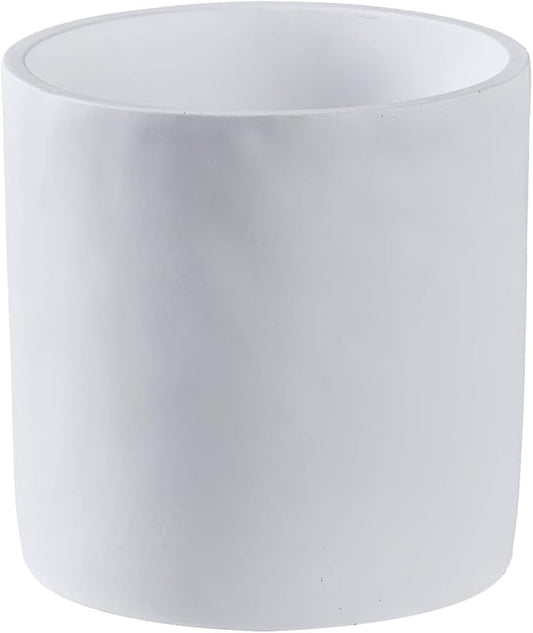 8 Inch Pot for Plants, Large Cement Planter with Drainage Hole, Mid-Century Modern Concrete Flower Pots for Home Decor, Office & Outdoor (White)