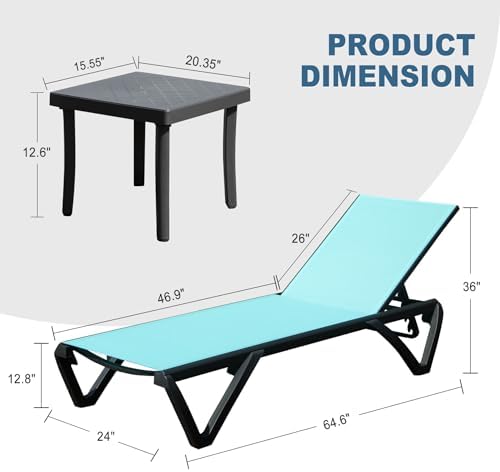 Domi Pool Lounge Chairs, Aluminum Patio Chaise Lounge - Image 2