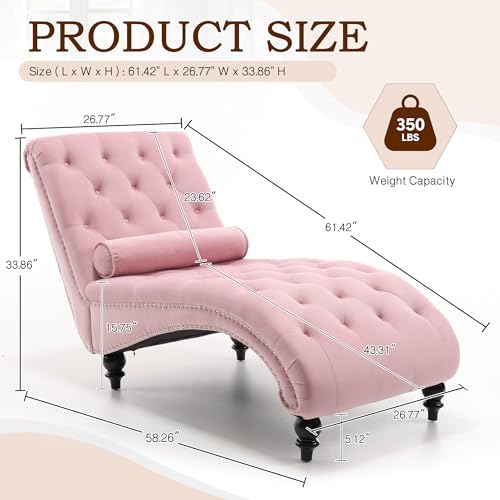 SLEERWAY Chaise Lounge Chair, Modern Velvet Upholstered Lounge Sofa Couch - Image 2